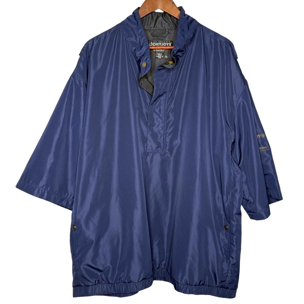 FootJoy DryJoys Jacket Men XL Blue Golf Pullover Henley Windbreaker Performance